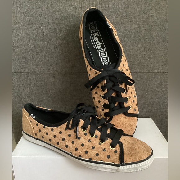 ♦️ KEDS Rally sneakers Cork Sz 8 polka dot EUC - Picture 1 of 6